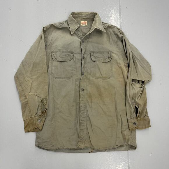 Vintage 50s Ole Honesty Grey Sanforized Cotton Work Shirt - Picture 1 of 7